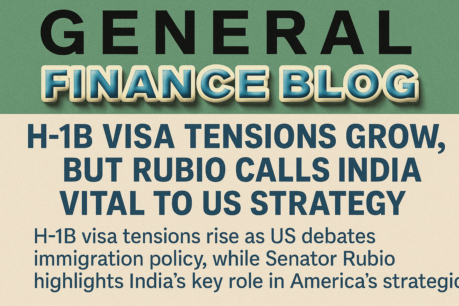 H-1B Visa Tensions Grow, but Rubio Calls India Vital to US Strategy